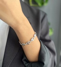 Puffed Mariner Anchor Chain Bracelet, Unisex Bracelet, Minimal Statement Chain
