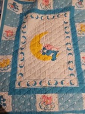 Vintage 80s Care Bear Baby Crib Nursery Pastel Blanket 35x44