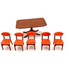 Mid Century Brown & Orange Dollhouse Dining Table and Chairs  (5) Piece Set — photo 3