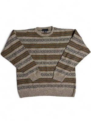Vintage 90s Croft & Barrow Fair Isle Knit Striped Sweater Made in 