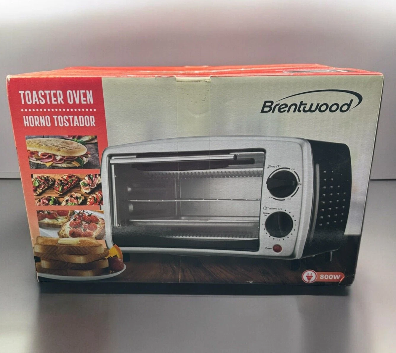 Brentwood TS-345B Toaster Oven Black Stainless 4 Slice Timer Temperature Control