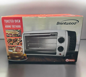 Brentwood TS-345B Toaster Oven Black Stainless 4 Slice Timer Temperature Control