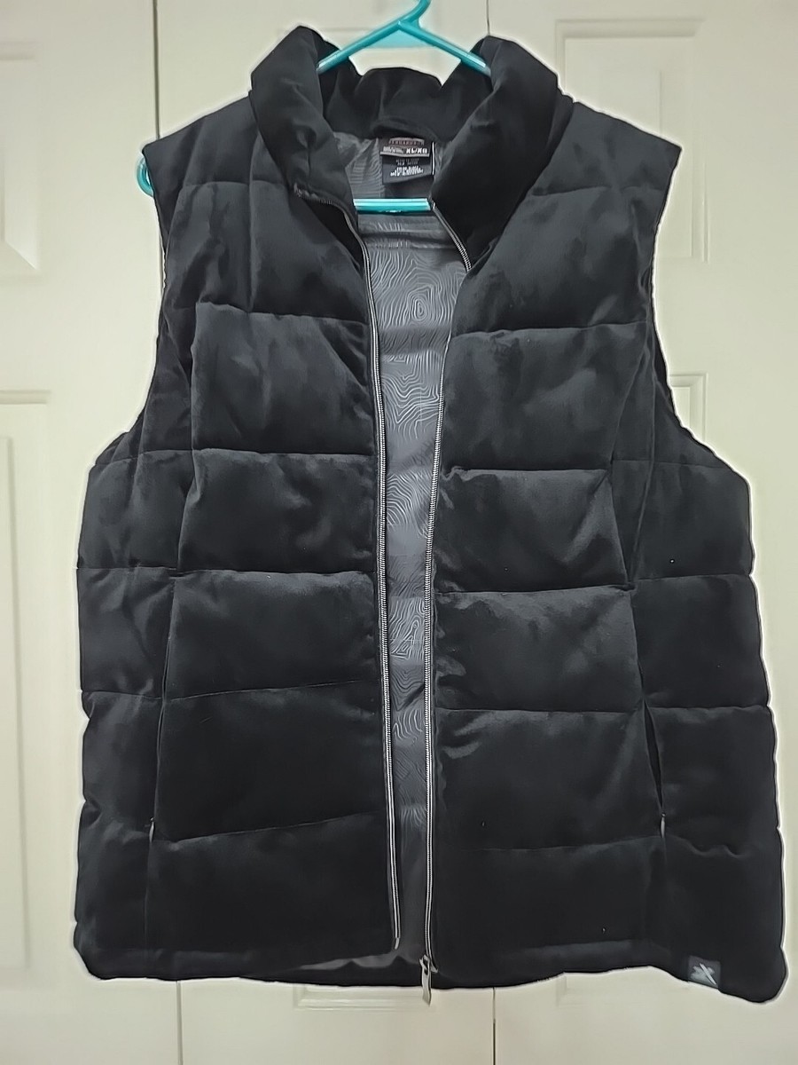 ZeroXposur Women' XL Velour Puffer Vest Nightfall Black Full Zip Lined Soft