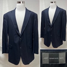 Men's Hart Schaffner Marx Navy Blue 2-Button Single Vent 48L Blazer Jacket Coat