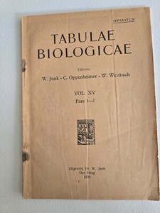 Tabulae Biologicae Vol. XV Pars 1– by Multiple Editors (incl. W. Junk)