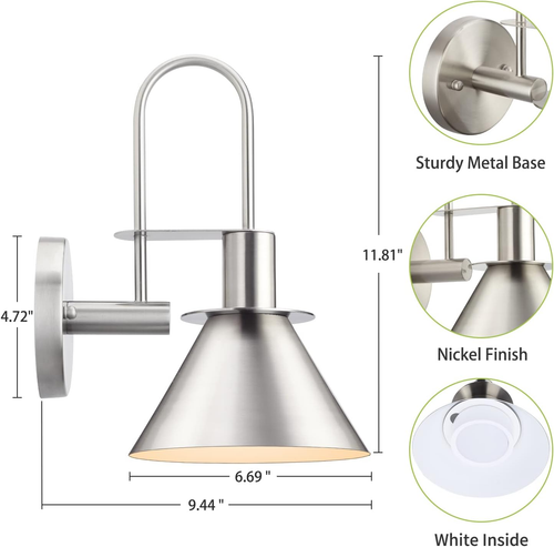 Brushed Nickel Battery Operated Wall Sconce, Wireless Battery Operated Wall Ligh - Picture 7 of 9