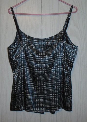 New York & Company Cami Top Built-in Bra Black Gray Plaid Adjustable Strap L EUC - Picture 6 of 9