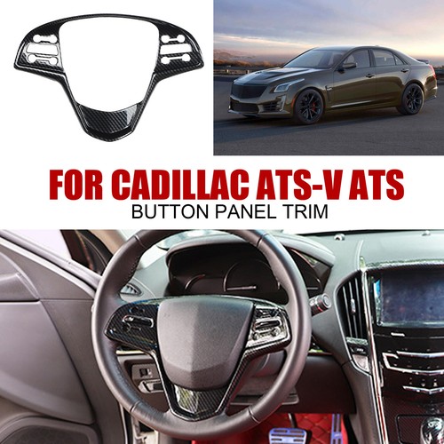 2013-19 New Carbon Fiber Steering Wheel For Cadillac ATS-V ATS Button Panel Trim - Picture 11 of 13