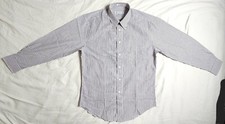 VTG Yves Saint Laurent Men Shirt Blue Striped Size 15.5 32-33 Made In Mauritius