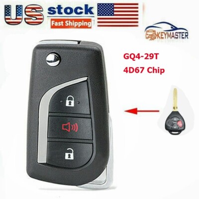 Upgraded Remote Key Fob for Toyota Corolla Venza Matrix 4D67 GQ4-29T 3Buttons