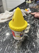 Vintage Disney Dumbo Mickey Mouse 2-Piece Plastic Sippy Cup Circus Eagle USA EX 