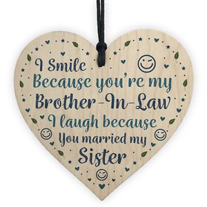 Funny Brother In Law Birthday Gift Wooden Heart Humour ...
