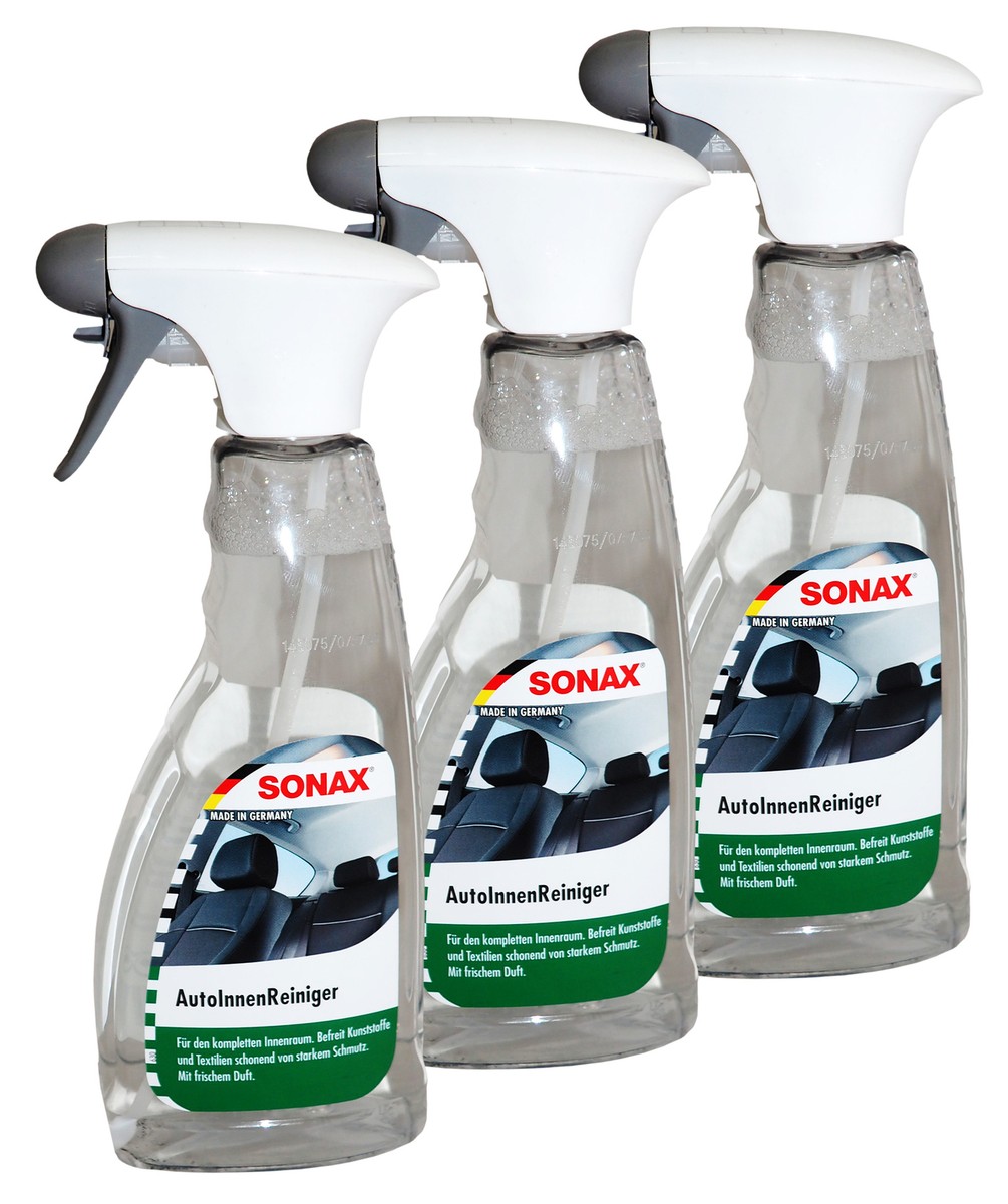 3 x SONAX AutoInnenReiniger 500ml, Cockpit-Reiniger, Polsterreiniger, Textil