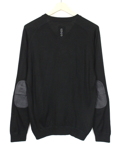G-Star Jersey Hombre XL Mezcla de Lana Tight-Knit Codos Remiendo Logo V-Neck - Foto 3 di 8