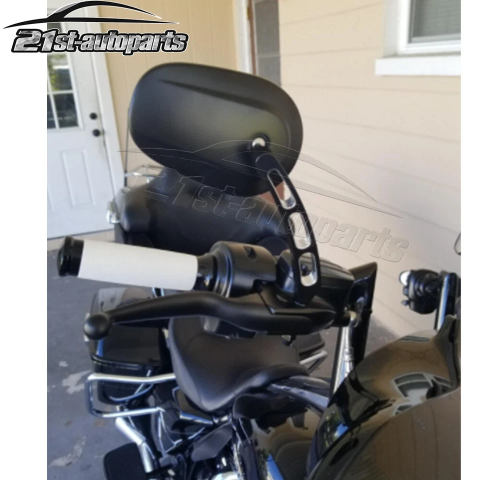 Espejos retrovisores negros brillantes corte borde motocicleta crucero para Harley Davidson Street Glide Foto 2 de 4