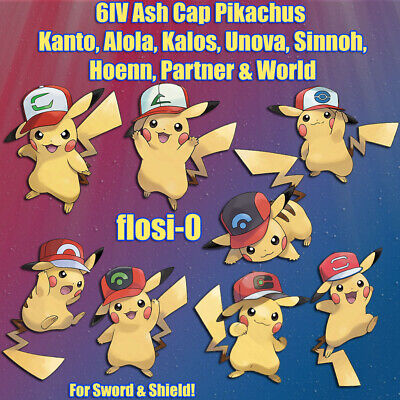 6IV Ultra Shiny Ash Cap Pikachu All Regions World Pokemon Sword