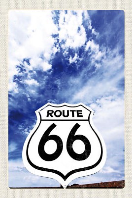 Blechschild 18x12 Amerika USA Straße Route 66 Himmel Wand Deko Bar Kneipe Sammle