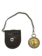 Greatland Vtg Pocket Watch with Chain Quartz Large Numbers UNTESTED