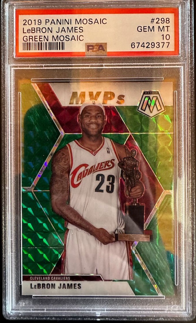 2019-20 Panini Mosaic LeBron James #298 Limited Edition Green Parallel PSA 10