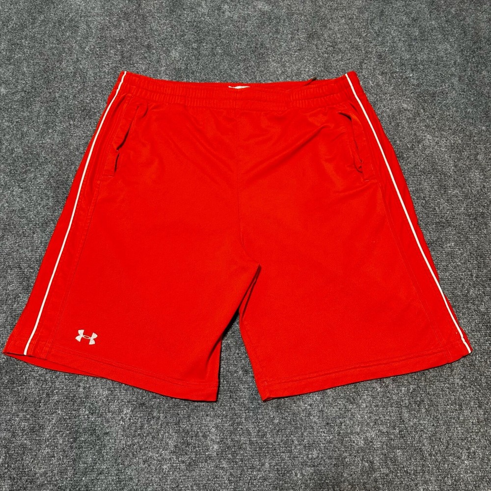 Under Armour Shorts Mens Large Red Polyester Performance Stretch Activewear