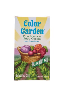 Color Garden Food Colors - Natural Plant Based - Green Pack of 5