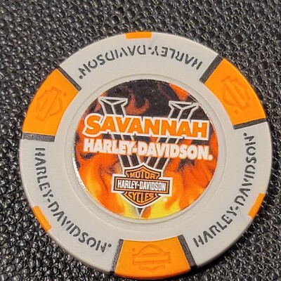 SAVANNAH HD ~ GEORGIA (Gray/Orange Full Color dsign1) Harley Poker Chip