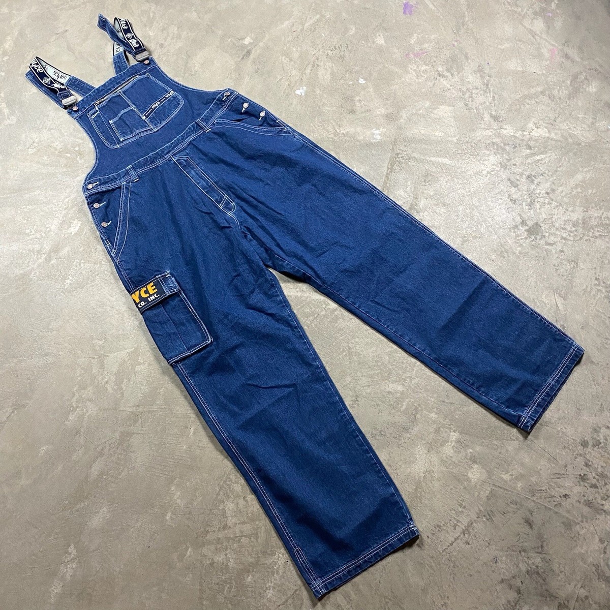 90s Vintage ENYCE Baggy Overalls Jeans XXL Cargo 44x35 Wide Leg