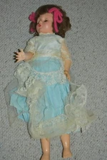 VINTAGE 28" Sayco Hard Plastic Brown hair open close eyed Walking Doll RETRO VGC