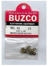 Vintage Slot Car Hardware 1960's 1/24 BUZCO #41 4/40 x 1/8 Machine Screws &Nuts