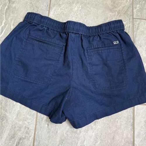 Pantalones Cortos Vineyard Vines Azul Marino Lino con Bordado Geométrico Rosa Talla XS - Imagen 2 de 6