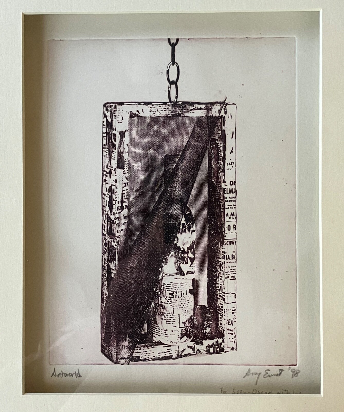 Amy Ernst Hand Signed Etching "Artworld" 1998 15x18x1 3/8 in