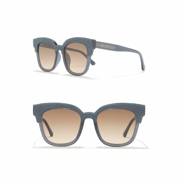 Jimmy Choo Womens Gray Silver Glitter Cats Eye 50 mm UV Sunglasses with Case New Giava | Crystal Glitter Square Sunglasses | JIMMY CHOO main image 3