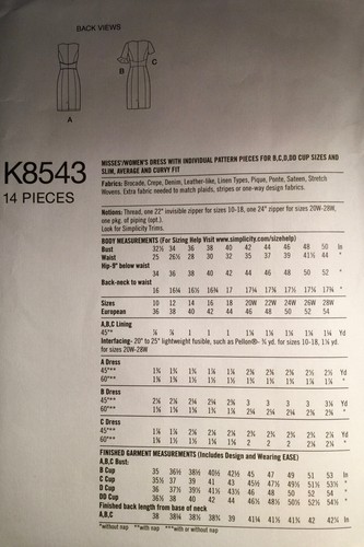 NEW 2018 'SIMPLICITY' AMAZING FIT DRESS PATTERN K8543 ( U.S. 10-18 ) - Picture 2 of 2