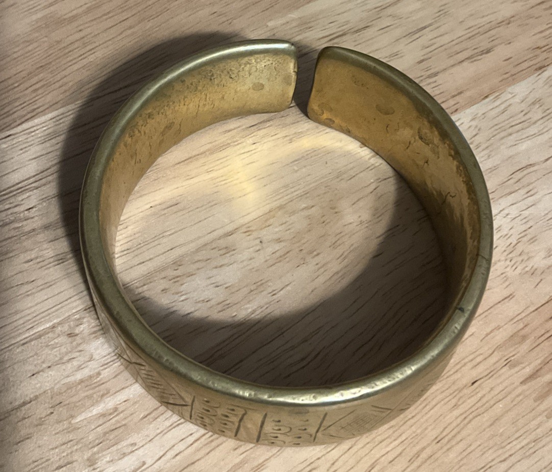 African Solid Brass 3” Cuff Bracelet - image 4