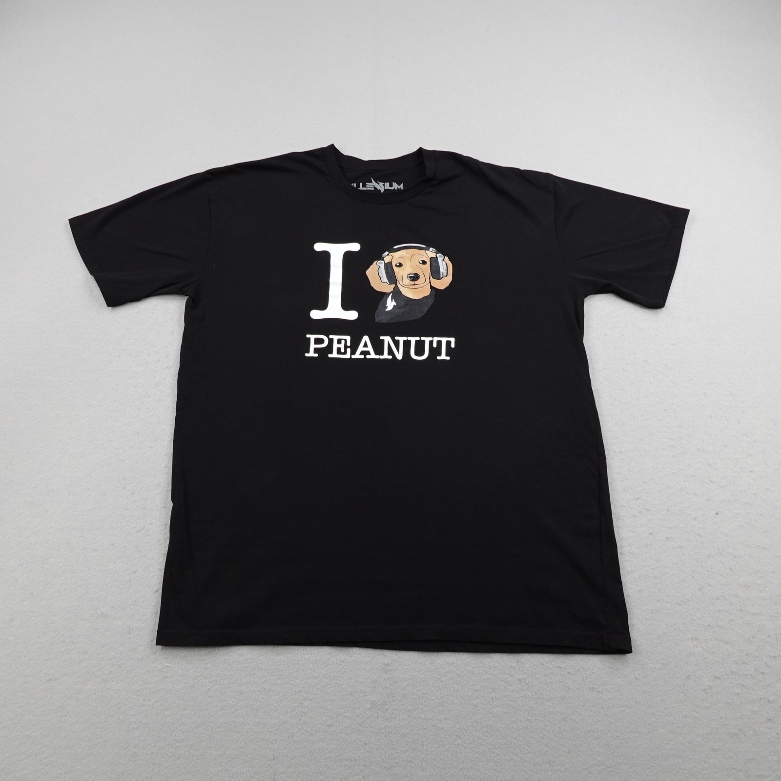 Shirt XXL Black I Love Peanut Dog DJ Concert Graphic Tee