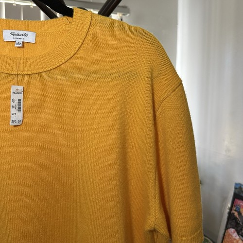Camiseta Suéter Relajada Manga Corta Cachemira Madewell Amarilla Para Mujer Talla L Nueva con Etiquetas $99 - Imagen 5 de 8