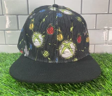 X-Box Hat Cap SnapBack Black AOP One Size Video Game Microsoft x-box Gamer