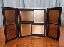 Vintage Tri-fold Portfolio 8 Photo Display Marbled Brown Leather Look Album