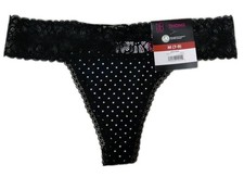   NWT No Boundaries Micro  Lace Thong Panties Black  White Polka Dot Medium