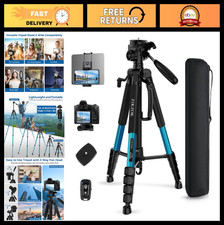 75" Heavy Duty Camera Tripod Stand with Bluetooth Remote - Max Load 15LB, Alumin