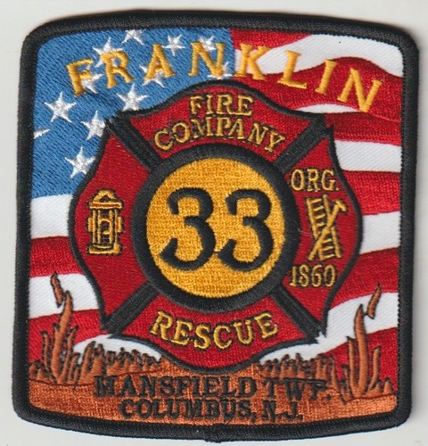 Fraanklin Mansfield TWP. Columbus NJ Fire Company 33 patch spedizione dall'Australia