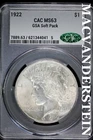 1922 Peace Dollar- Silver- CAC MS63- GSA Soft Pack- No Reserve #SLA881