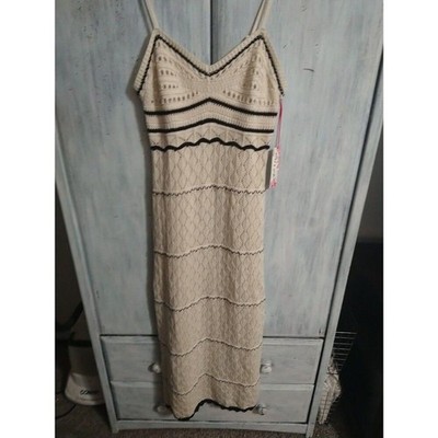 Wild & Free Crotcher Sleeveless Maxi Dress Cream Small Boho Cottage Core Feminin