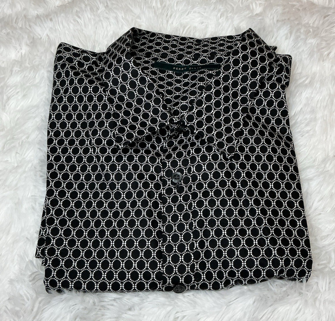 Perry Ellis Men’s Button Down Long Sleeve 2xl 100% Cotton Geometric Shirt