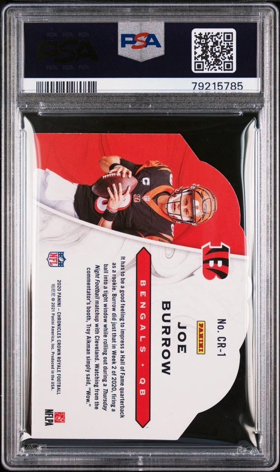 2020 Panini Chronicles Joe Burrow Crown Royale RC PSA 10 Bengals - Image 2 of 3