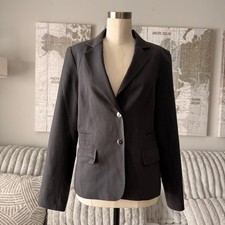 Calvin Klein Women's Charcoal Grey Two Button Blazer Jacket Size 8