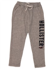 Hollister Mens Graphic Tracksuit Trousers Medium Grey Flecked Cotton AX04