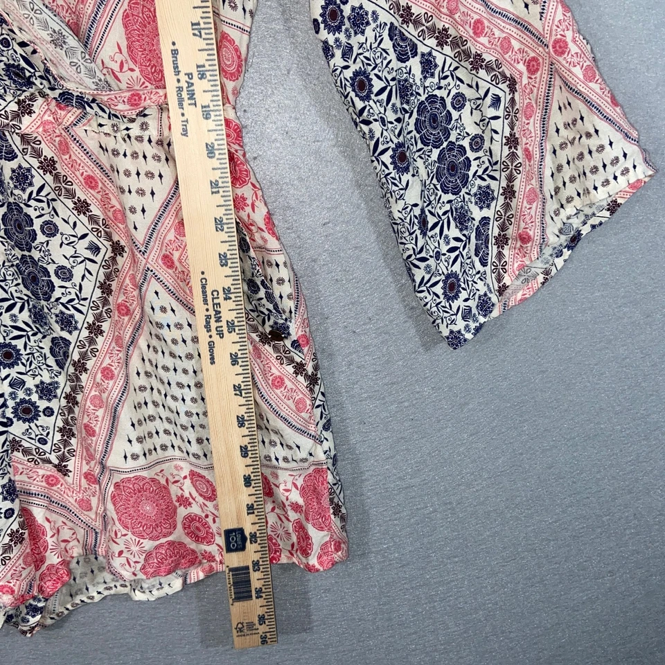 Mameluco Roxy Mujer Grande Rosa Multicolor Boho Festival Manga Acampanada Foto 4 de 4