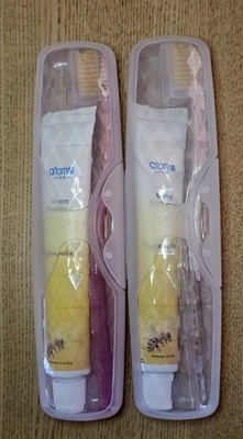 Atomy 2 Toothbrushes Toothpaste Oral Care Gold Coated Slim Propolis Green Tea
