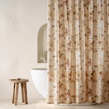 Linen Warm Washed Floral Shower Curtain - Casaluna